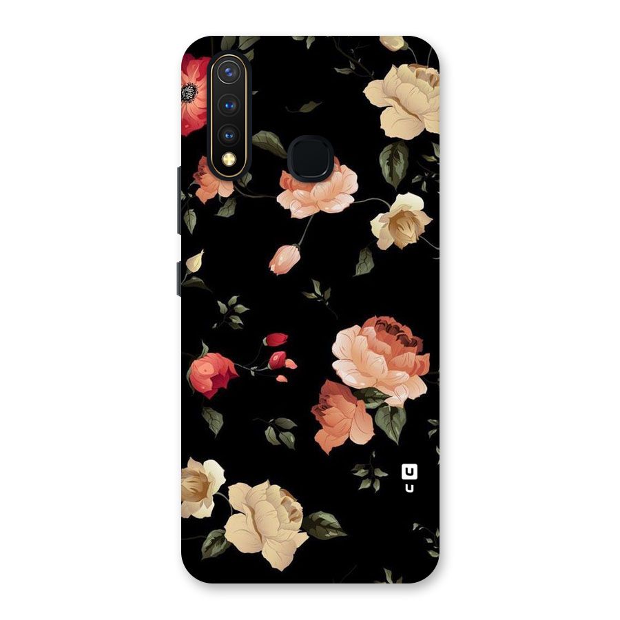 Black Artistic Floral Back Case for Vivo U20