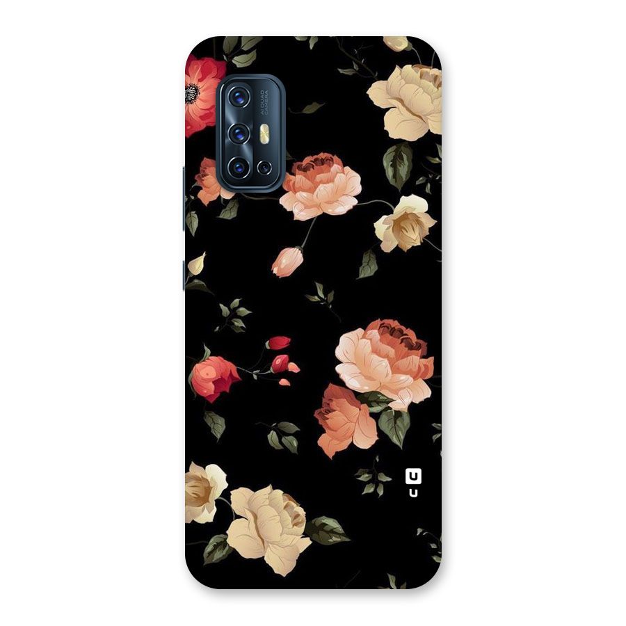 Black Artistic Floral Back Case for Vivo V17
