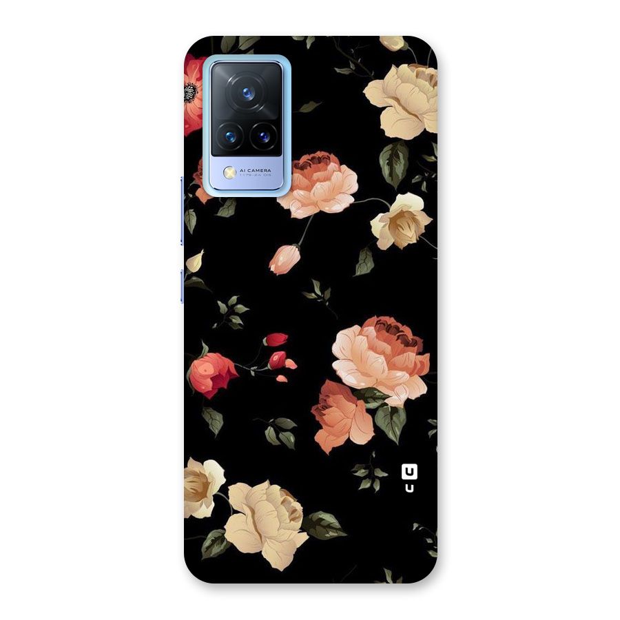 Black Artistic Floral Back Case for Vivo V21 5G