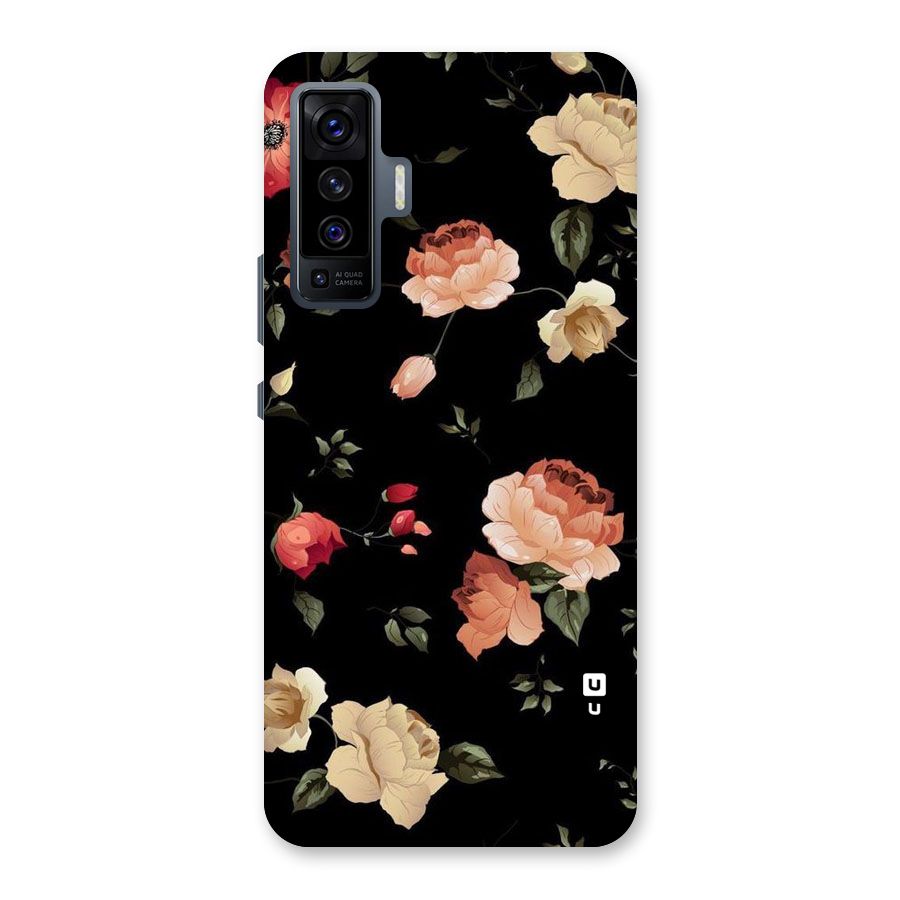 Black Artistic Floral Back Case for Vivo X50