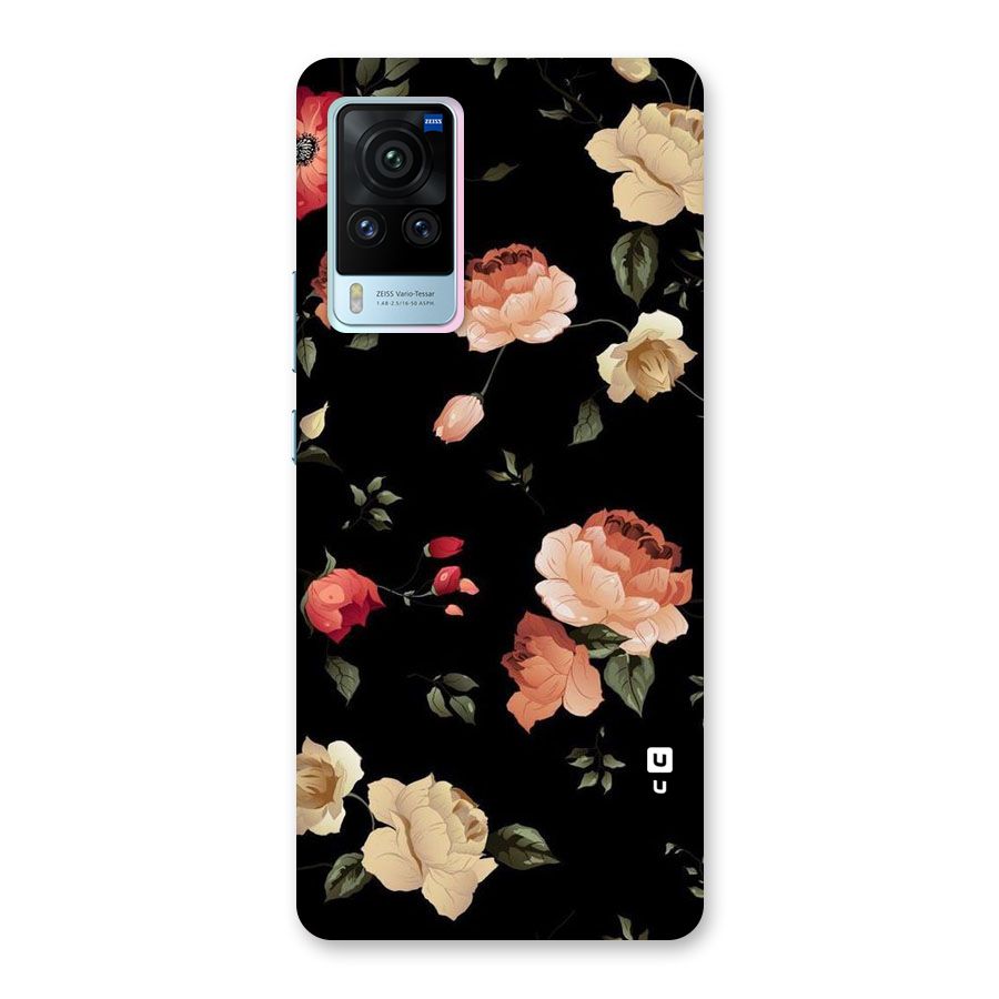Black Artistic Floral Back Case for Vivo X60 Pro