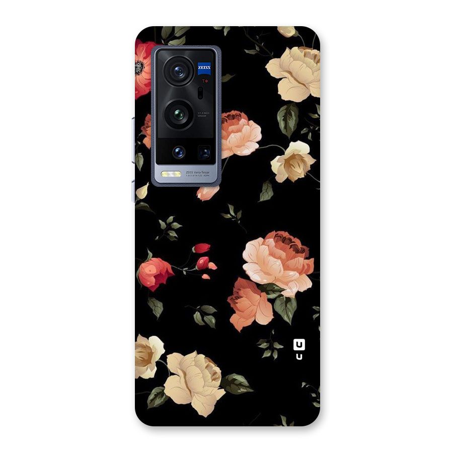 Black Artistic Floral Back Case for Vivo X60 Pro Plus