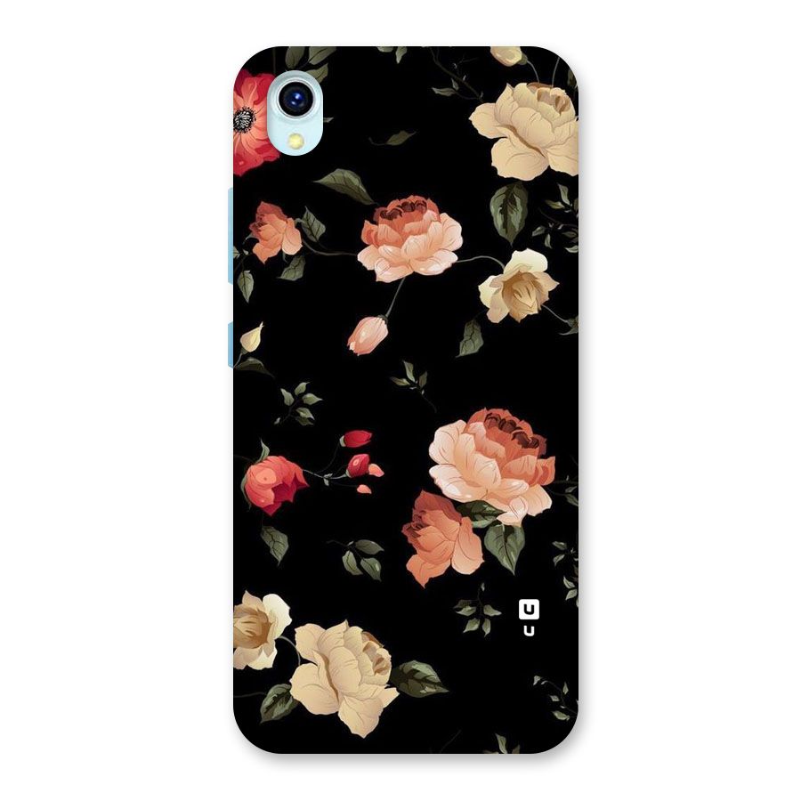 Black Artistic Floral Back Case for Vivo Y1s