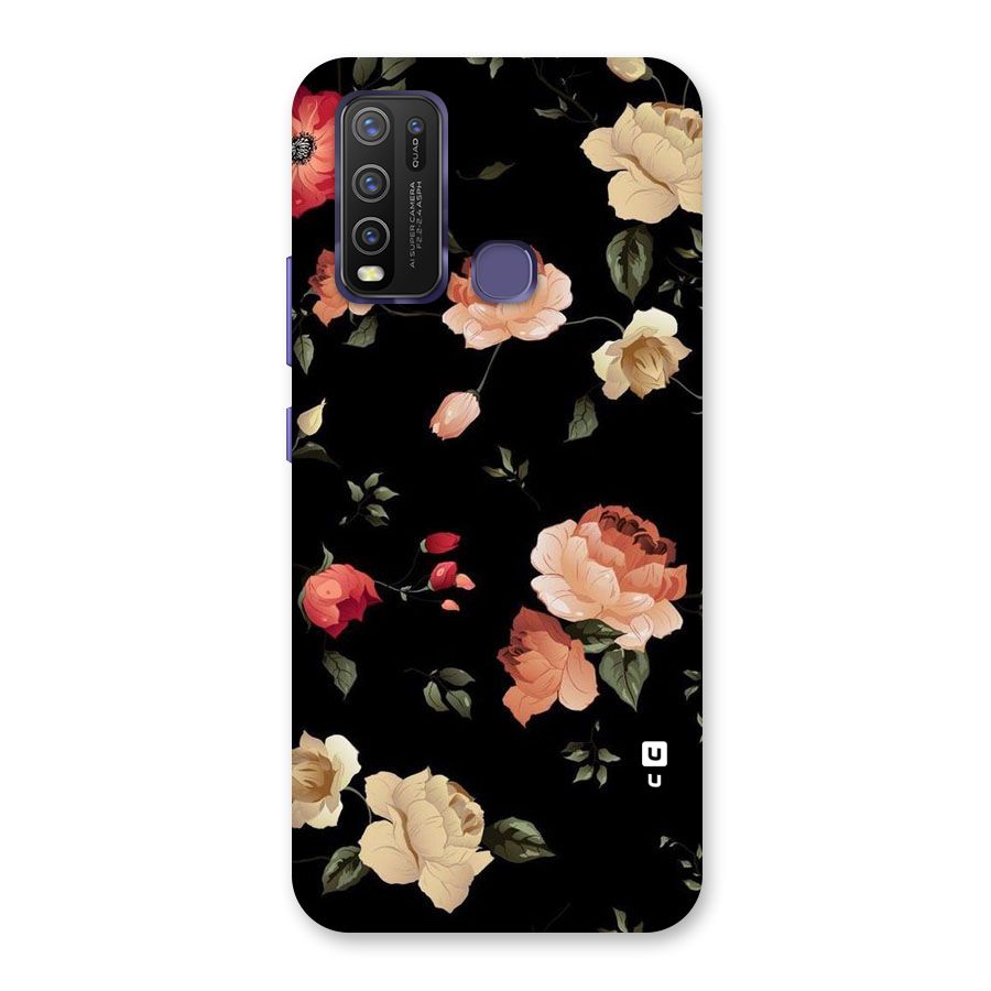 Black Artistic Floral Back Case for Vivo Y50