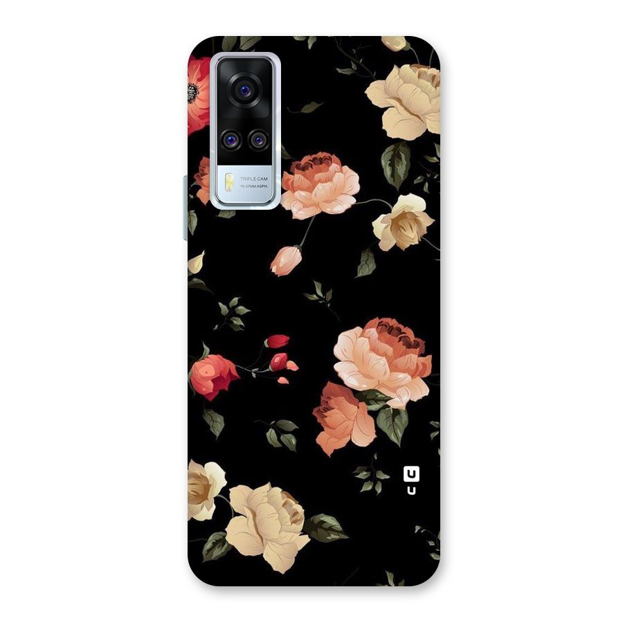 Black Artistic Floral Back Case for Vivo Y51A