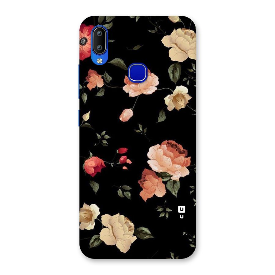 Black Artistic Floral Back Case for Vivo Y91