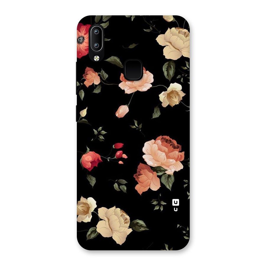 Black Artistic Floral Back Case for Vivo Y93