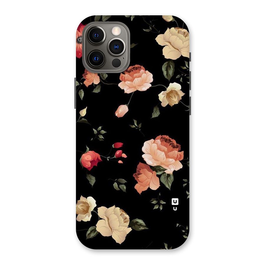 Black Artistic Floral Back Case for iPhone 12 Pro