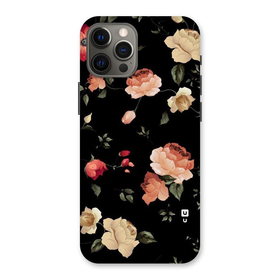 Black Artistic Floral Back Case for iPhone 12 Pro Max