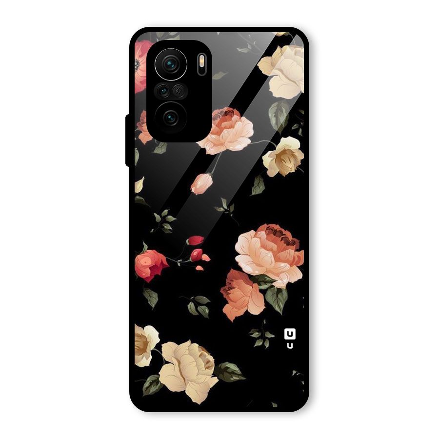 Black Artistic Floral Glass Back Case for Mi 11x