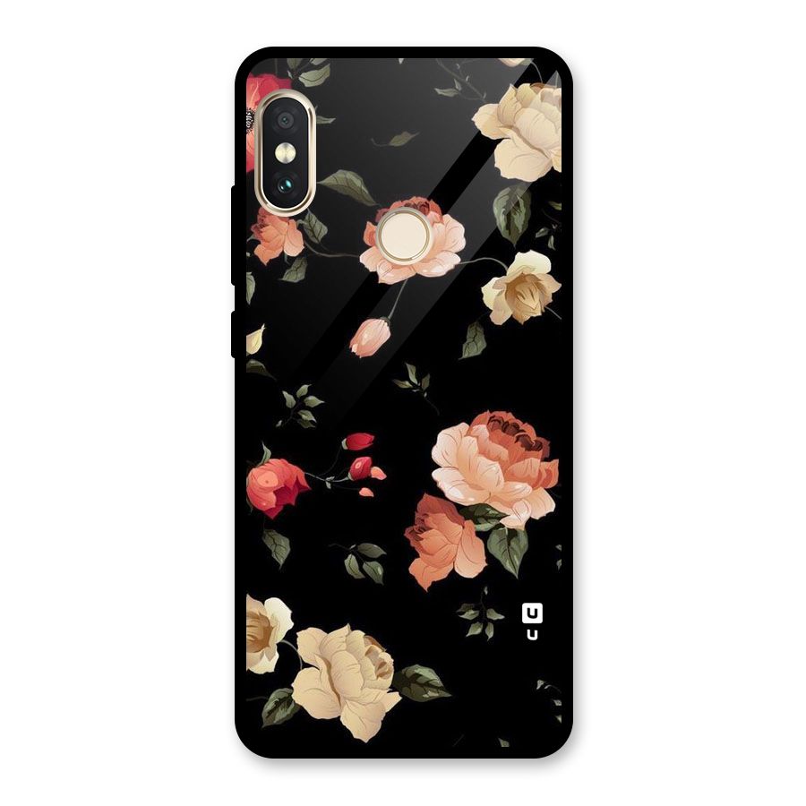 Black Artistic Floral Glass Back Case for Redmi Note 5 Pro