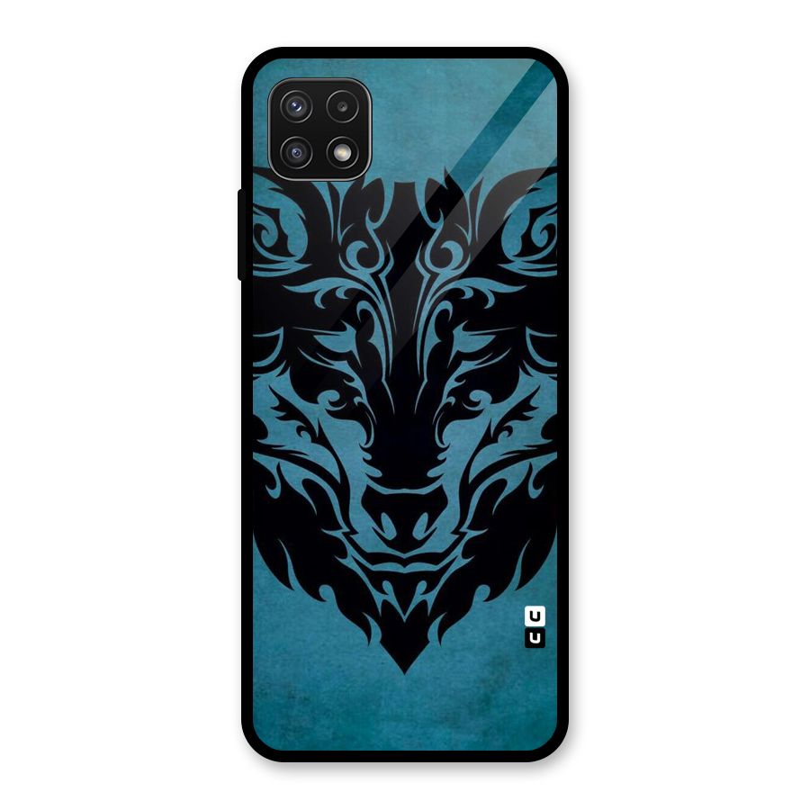 Black Artistic Wolf Glass Back Case for Galaxy A22 5G