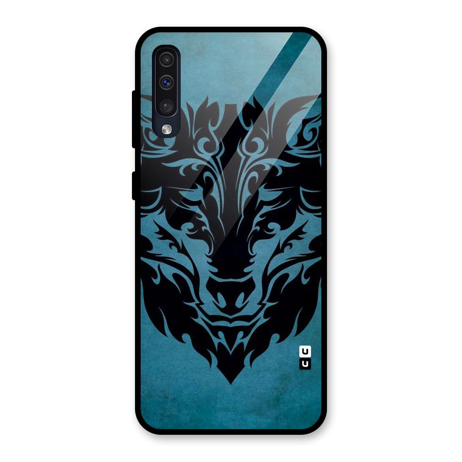 Black Artistic Wolf Glass Back Case for Galaxy A50