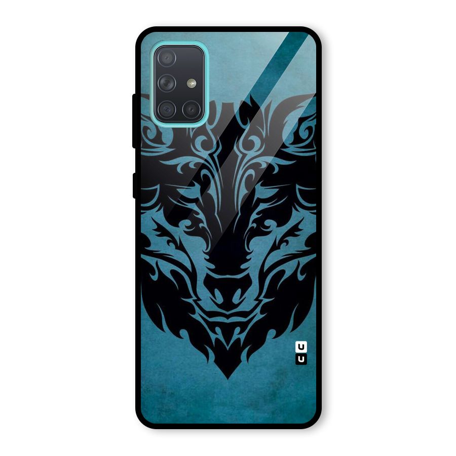 Black Artistic Wolf Glass Back Case for Galaxy A71