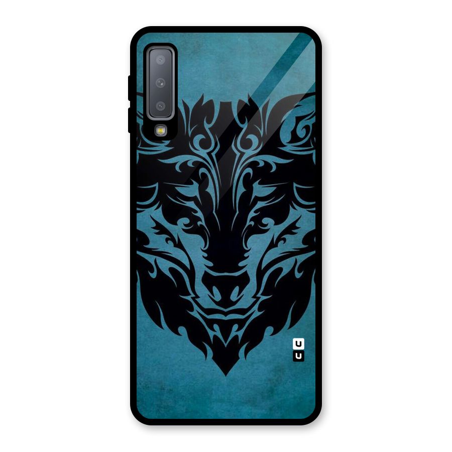Black Artistic Wolf Glass Back Case for Galaxy A7 (2018)