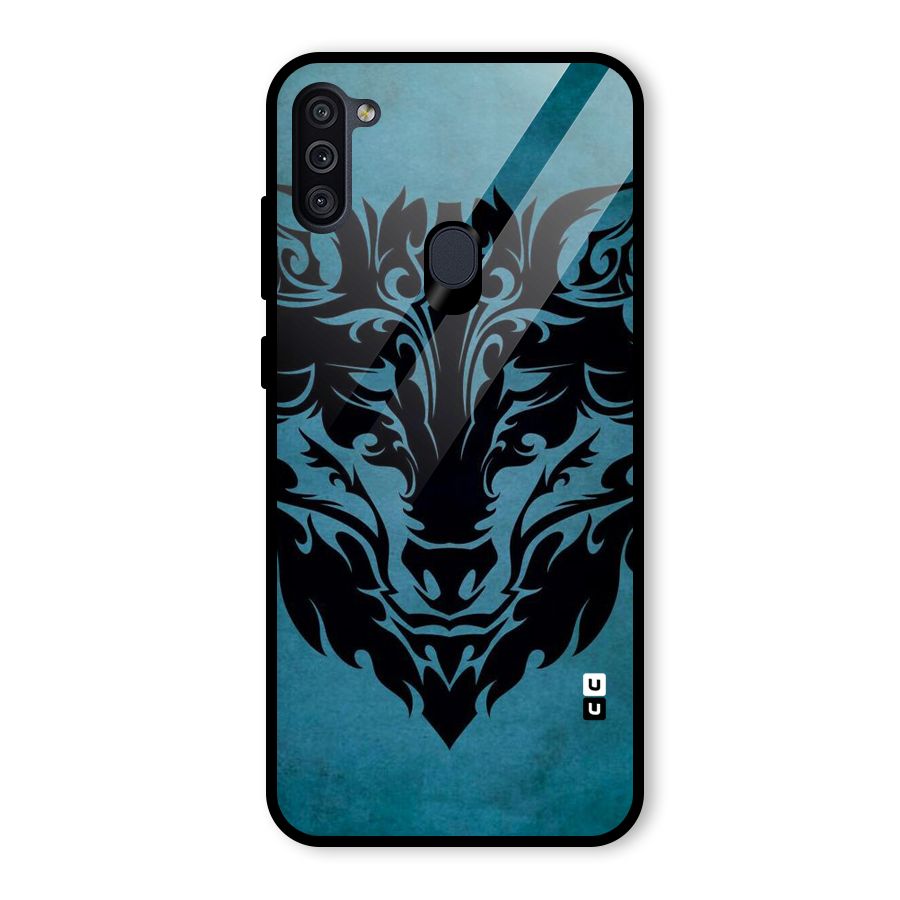 Black Artistic Wolf Glass Back Case for Galaxy M11