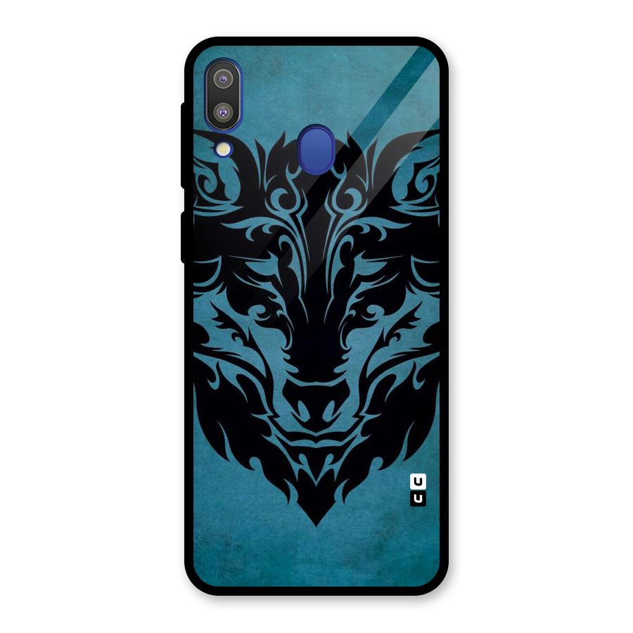 Black Artistic Wolf Glass Back Case for Galaxy M20