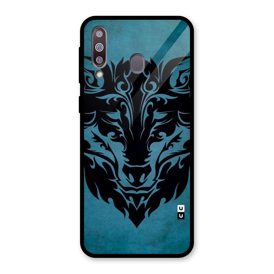 Black Artistic Wolf Glass Back Case for Galaxy M30