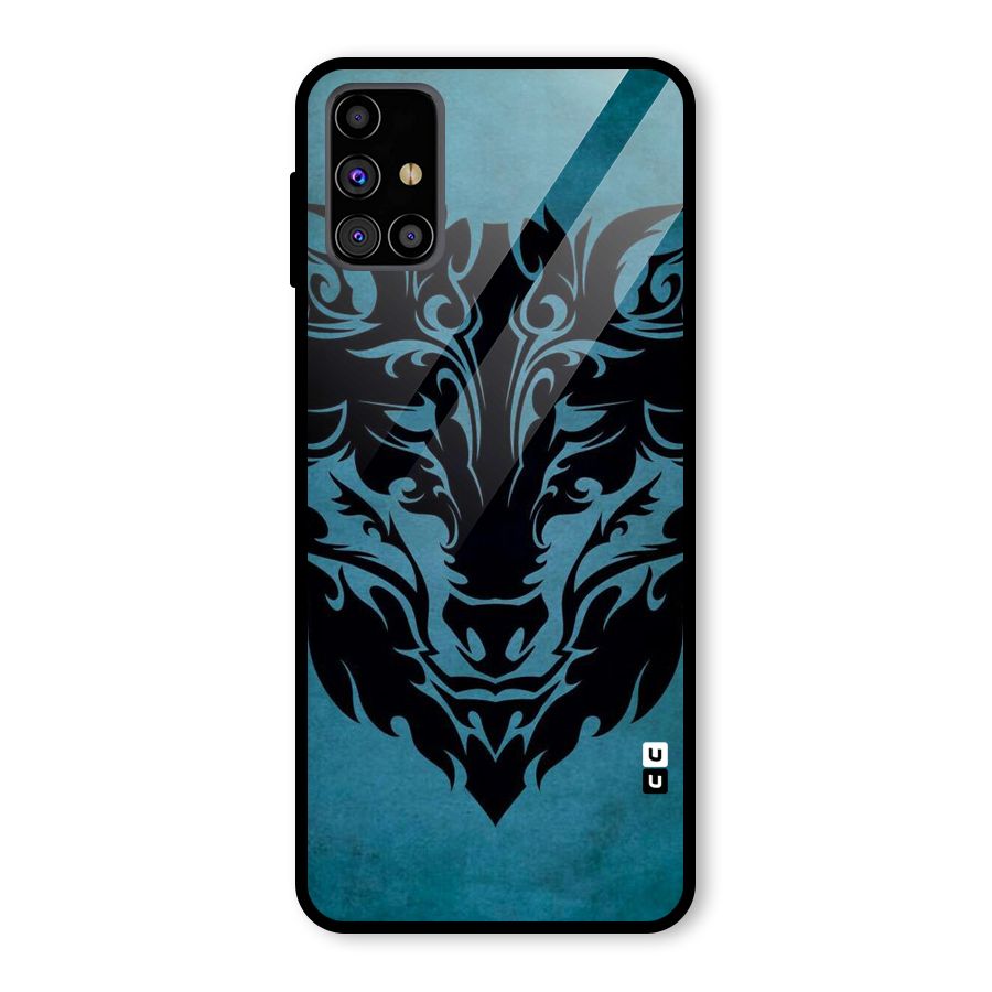 Black Artistic Wolf Glass Back Case for Galaxy M31s