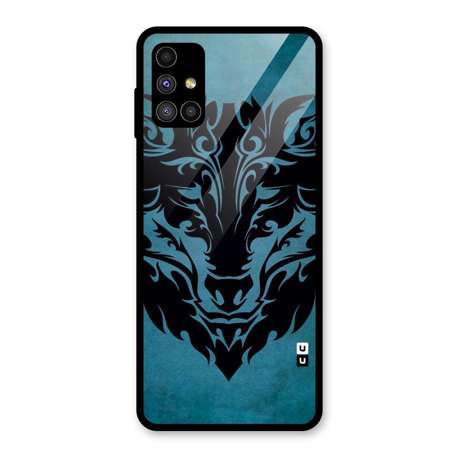 Black Artistic Wolf Glass Back Case for Galaxy M51