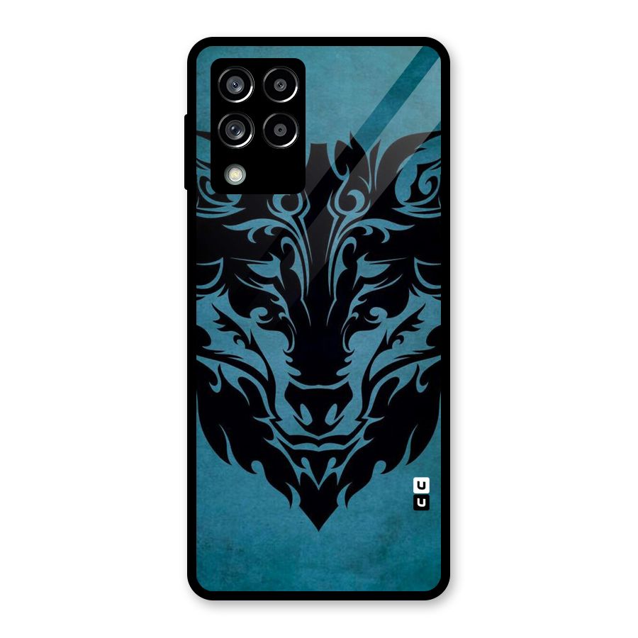 Black Artistic Wolf Glass Back Case for Galaxy M53 5G