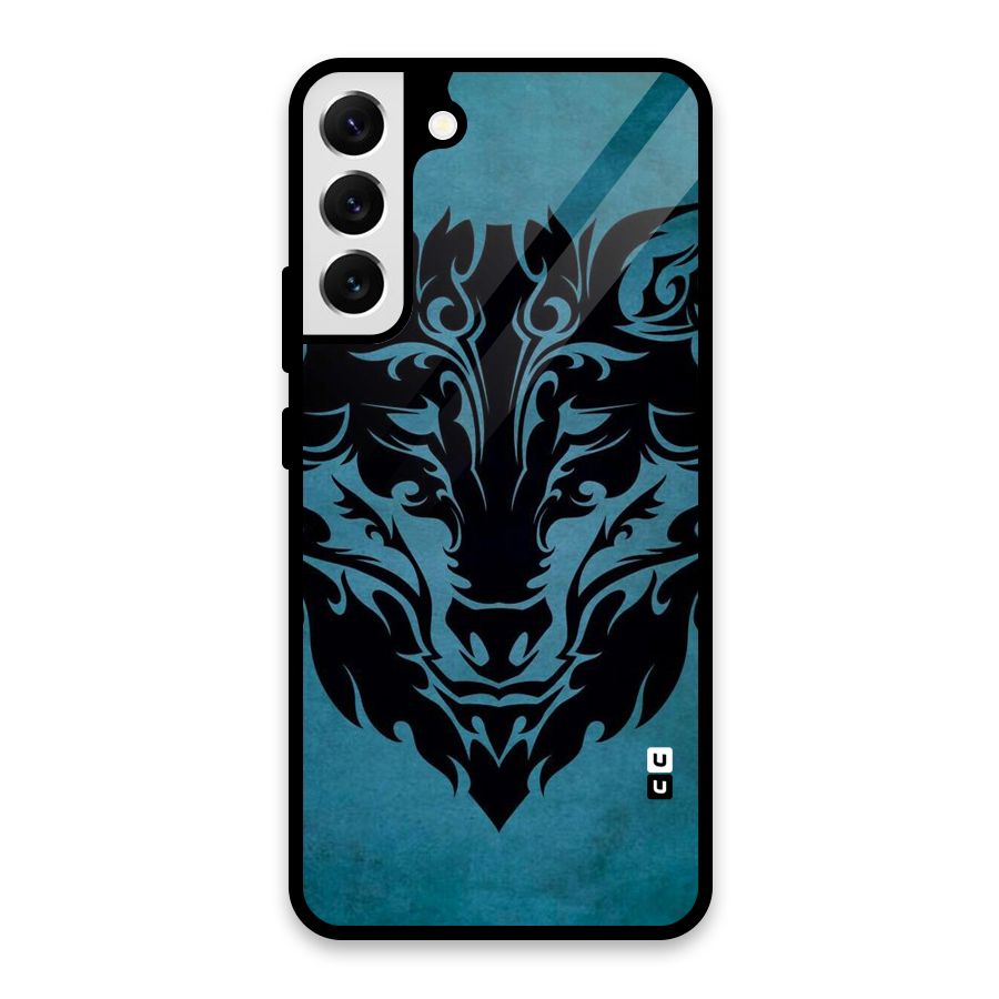 Black Artistic Wolf Glass Back Case for Galaxy S22 Plus 5G