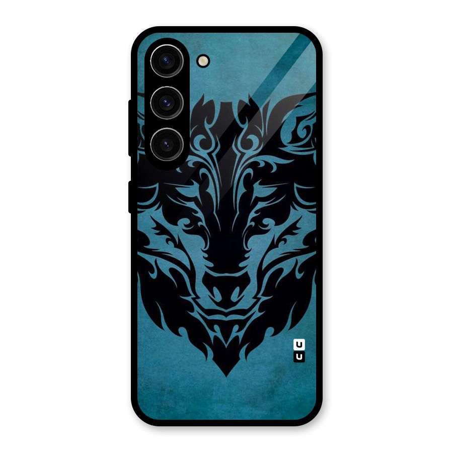 Black Artistic Wolf Glass Back Case for Galaxy S23