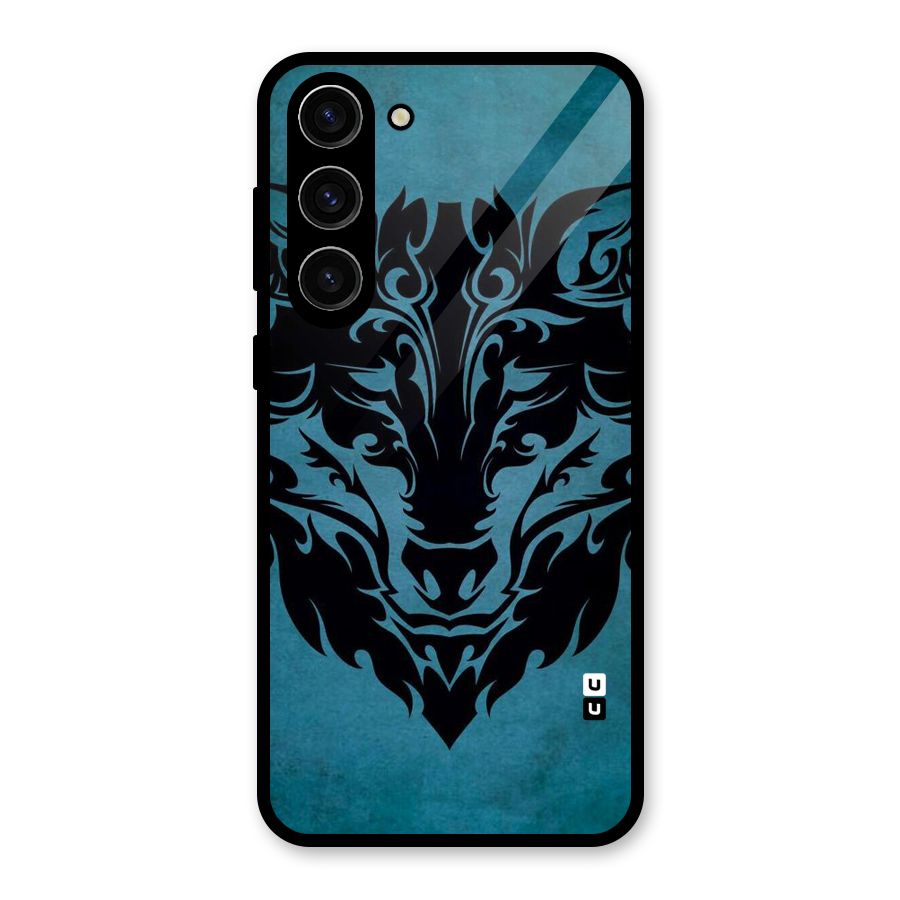 Black Artistic Wolf Glass Back Case for Galaxy S23 Plus