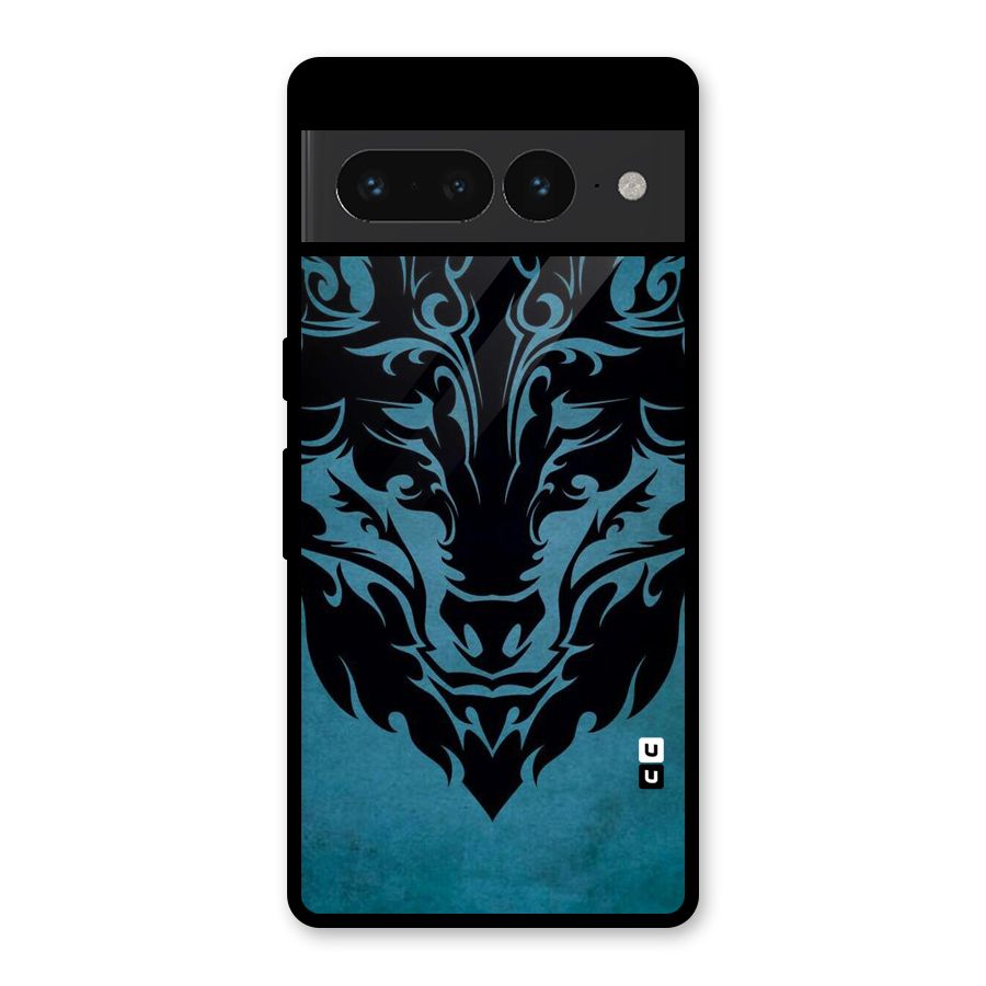 Black Artistic Wolf Glass Back Case for Google Pixel 7 Pro