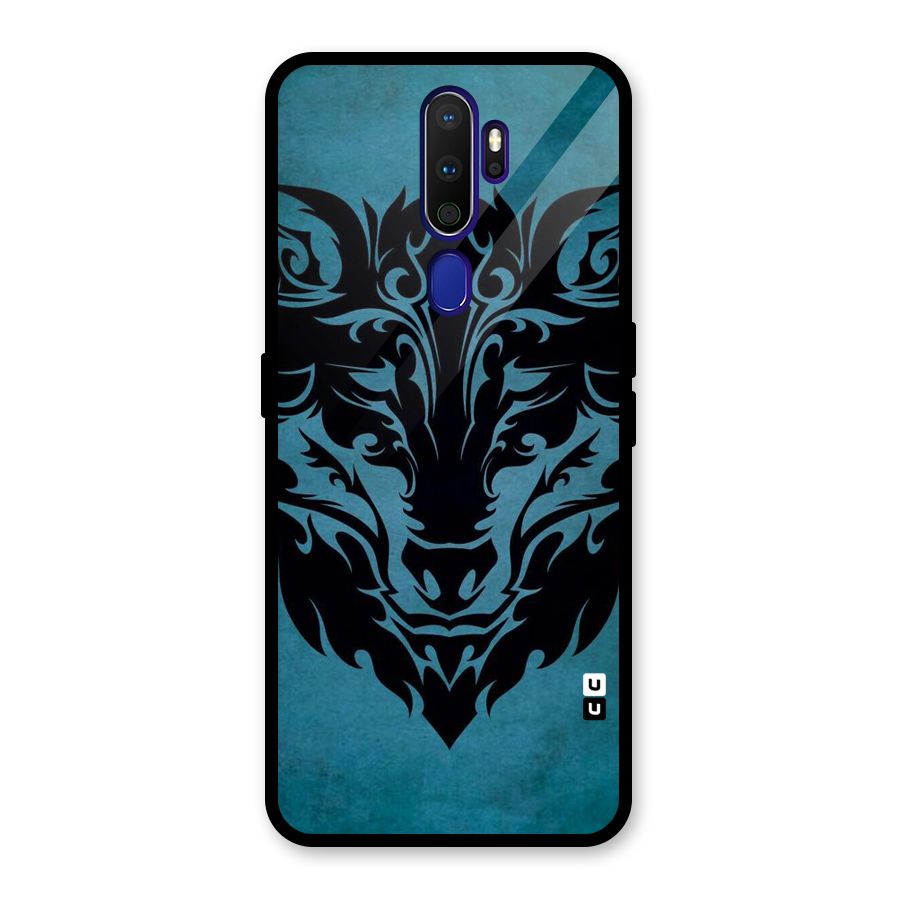 Black Artistic Wolf Glass Back Case for Oppo A9 (2020)