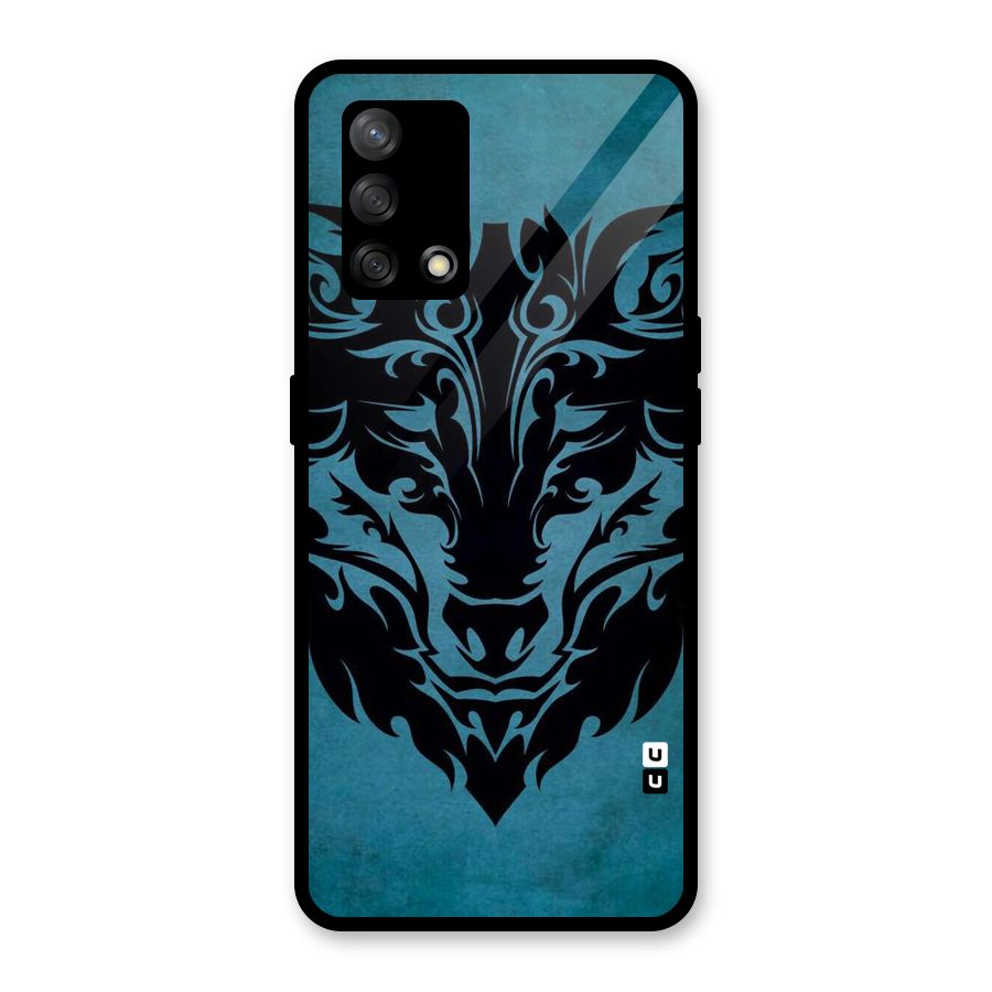 Black Artistic Wolf Glass Back Case for Oppo F19