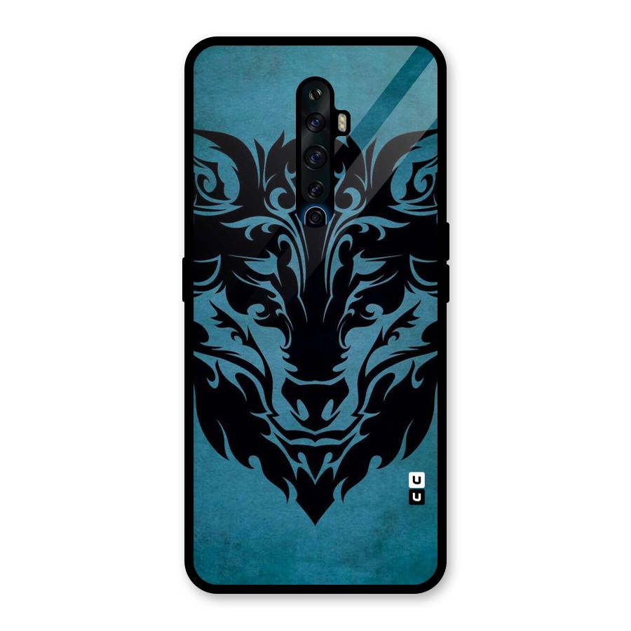 Black Artistic Wolf Glass Back Case for Oppo Reno2 Z