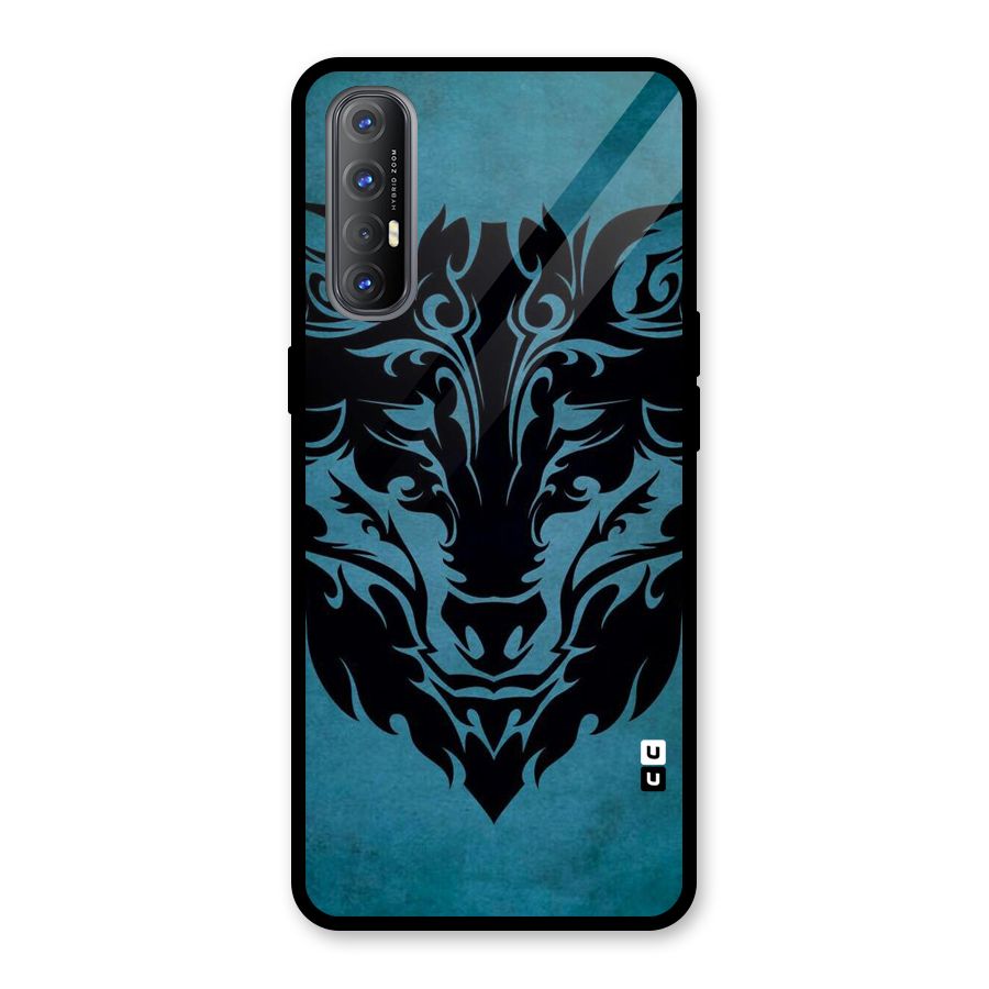 Black Artistic Wolf Glass Back Case for Oppo Reno3 Pro