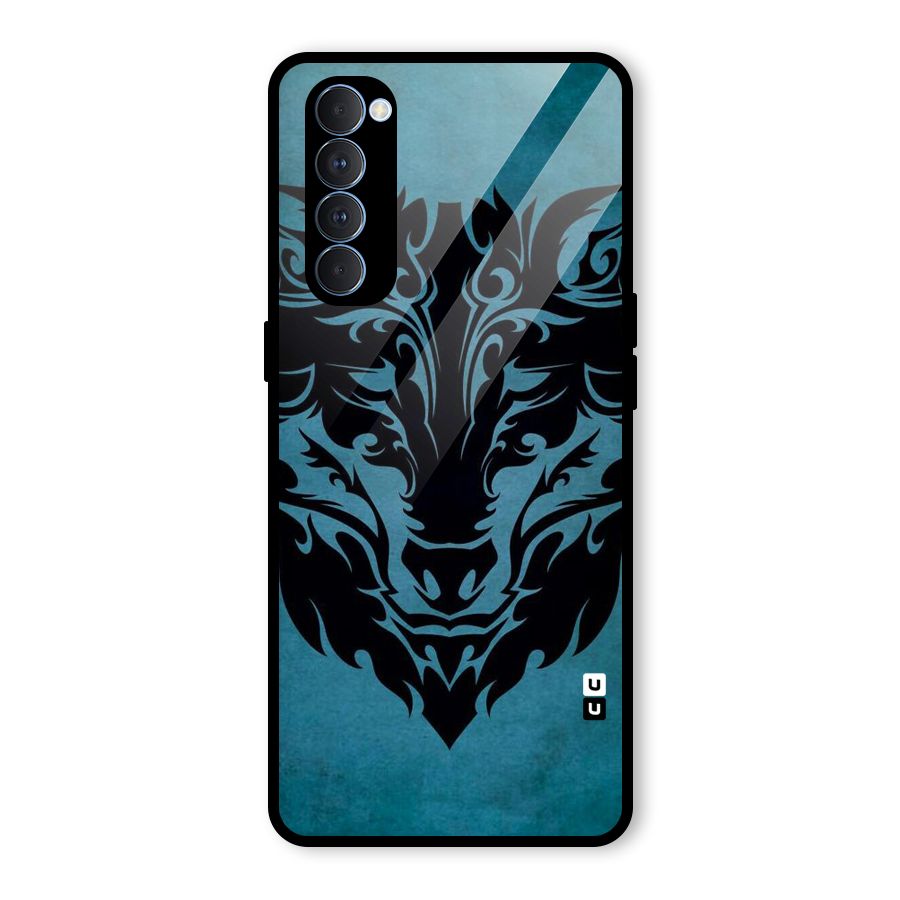 Black Artistic Wolf Glass Back Case for Oppo Reno4 Pro