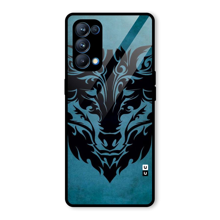 Black Artistic Wolf Glass Back Case for Oppo Reno5 Pro 5G