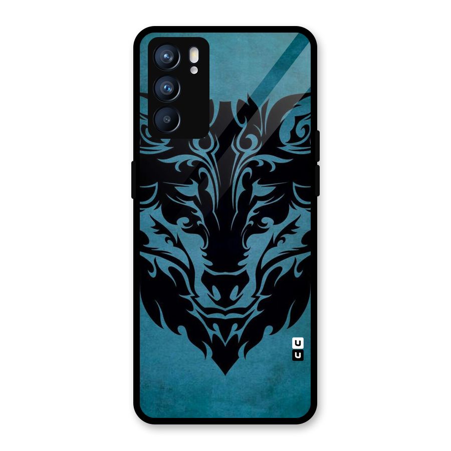 Black Artistic Wolf Glass Back Case for Oppo Reno6 5G