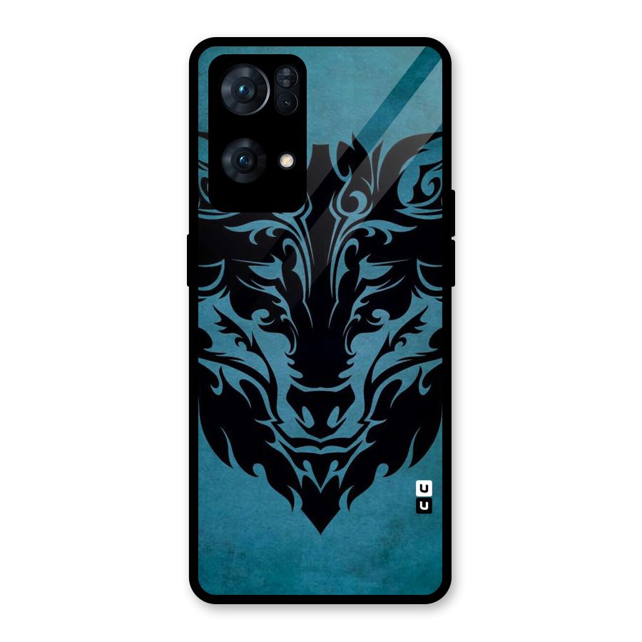 Black Artistic Wolf Glass Back Case for Oppo Reno7 Pro 5G