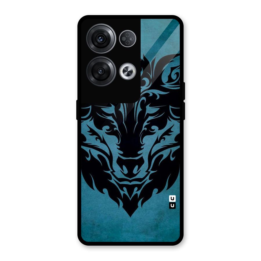 Black Artistic Wolf Glass Back Case for Oppo Reno8 Pro 5G