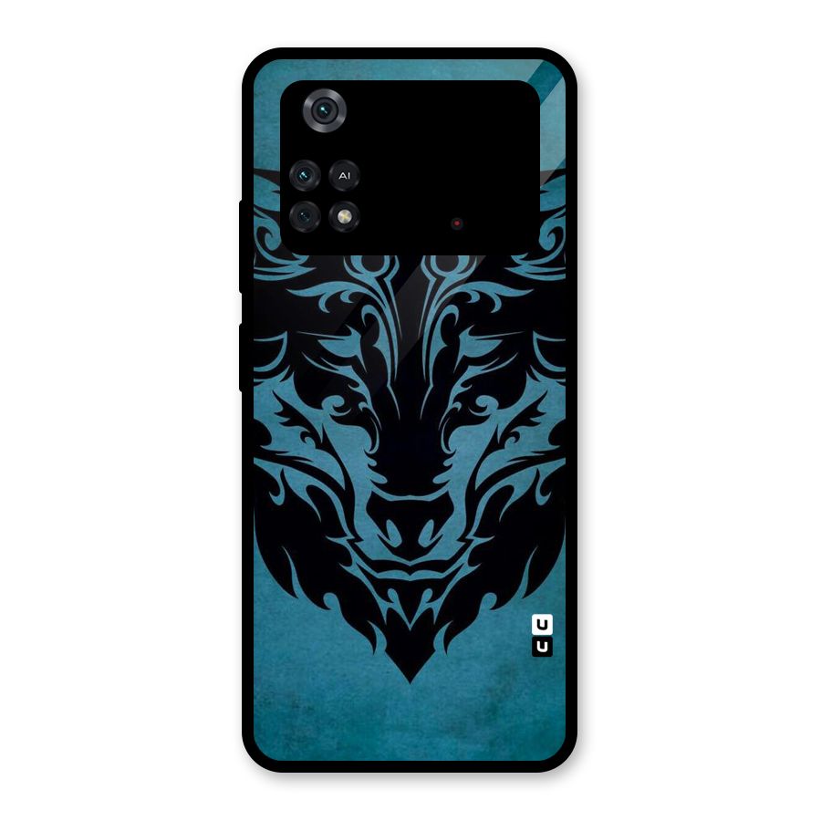 Black Artistic Wolf Glass Back Case for Poco M4 Pro 4G