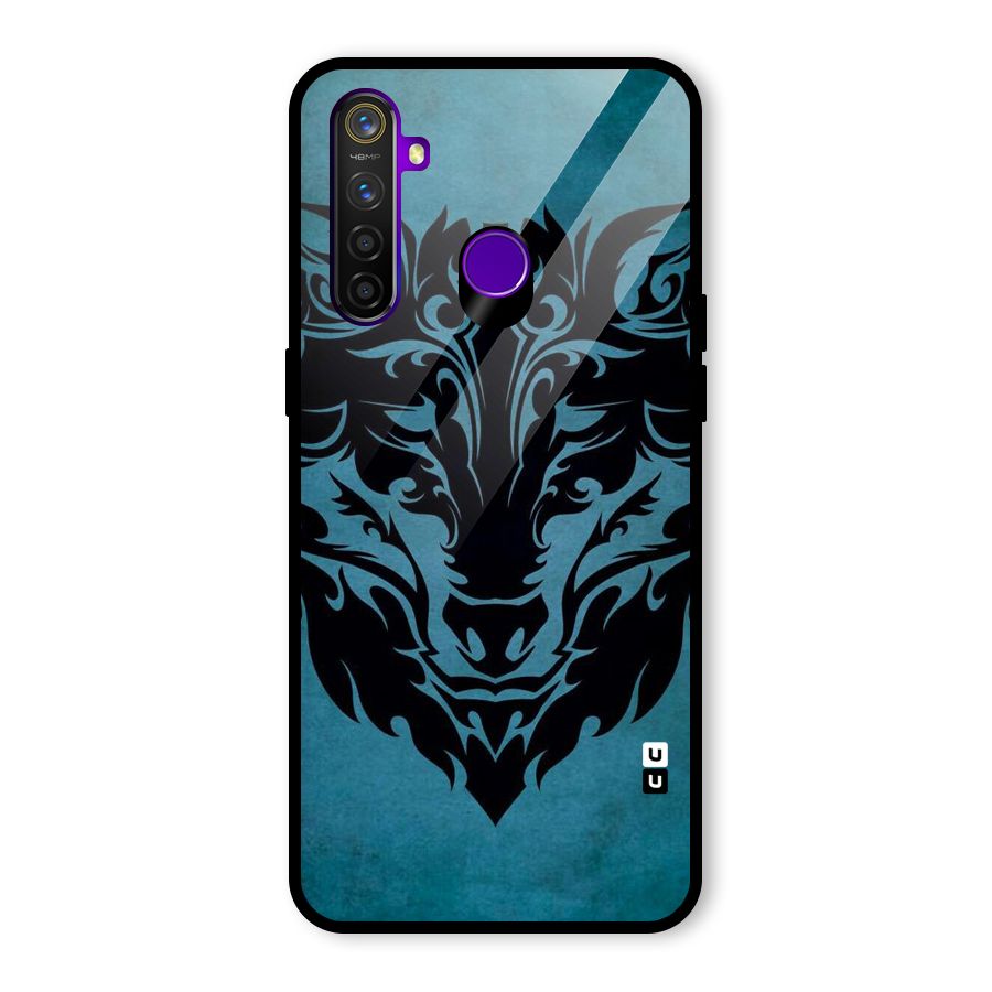 Black Artistic Wolf Glass Back Case for Realme 5 Pro