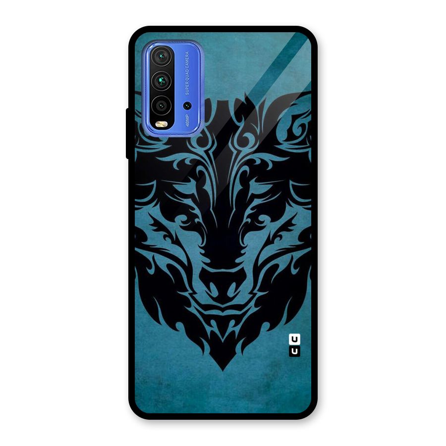 Black Artistic Wolf Glass Back Case for Redmi 9 Power