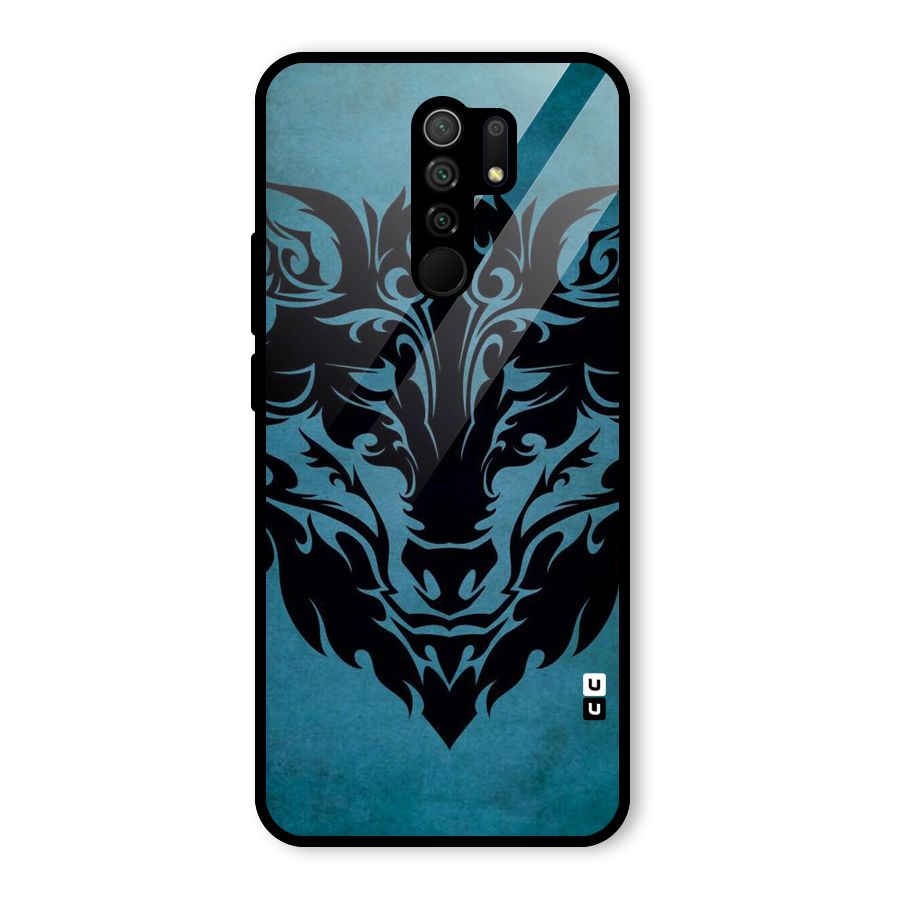 Black Artistic Wolf Glass Back Case for Redmi 9 Prime
