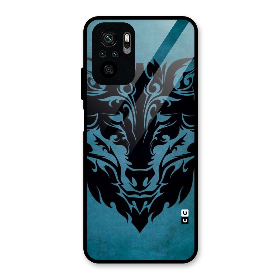 Black Artistic Wolf Glass Back Case for Redmi Note 10S