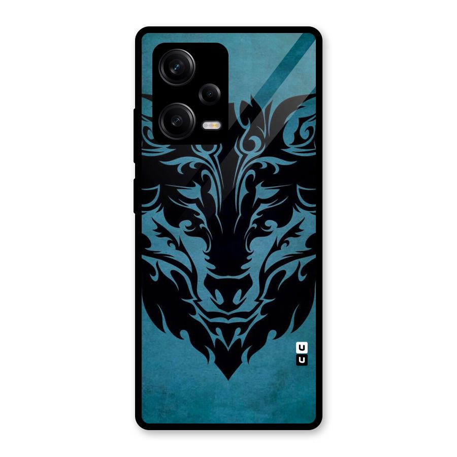 Black Artistic Wolf Glass Back Case for Redmi Note 12 Pro