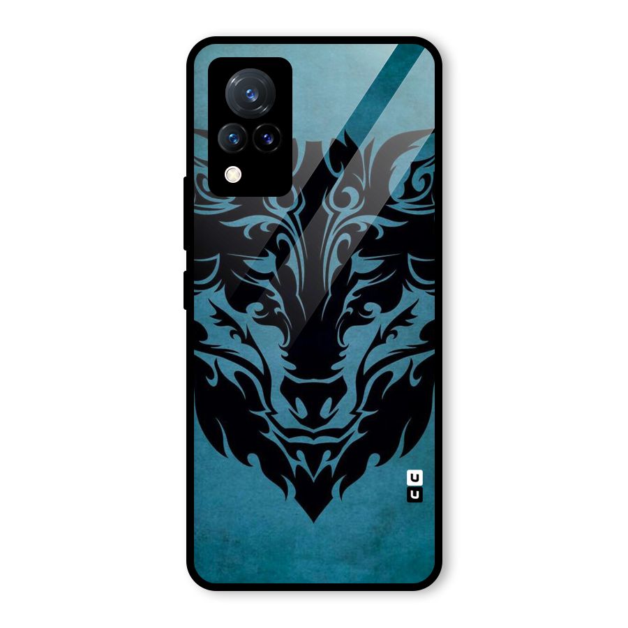 Black Artistic Wolf Glass Back Case for Vivo V21 5G