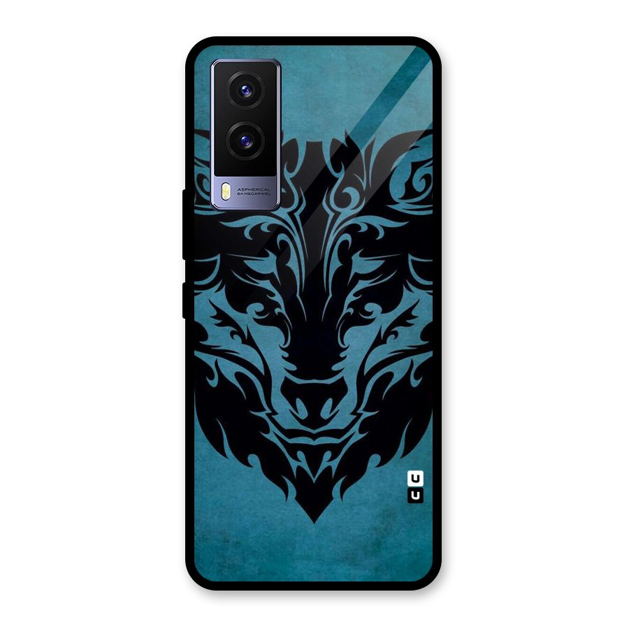 Black Artistic Wolf Glass Back Case for Vivo V21e 5G
