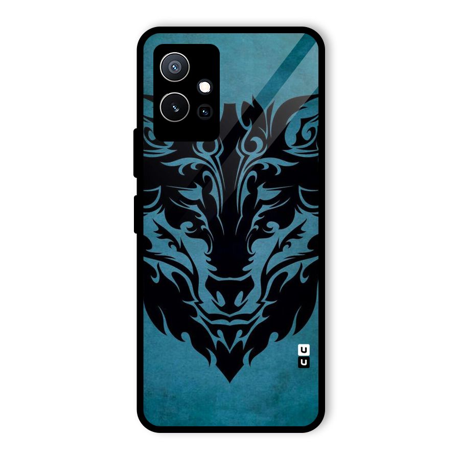 Black Artistic Wolf Glass Back Case for Vivo Y75 5G