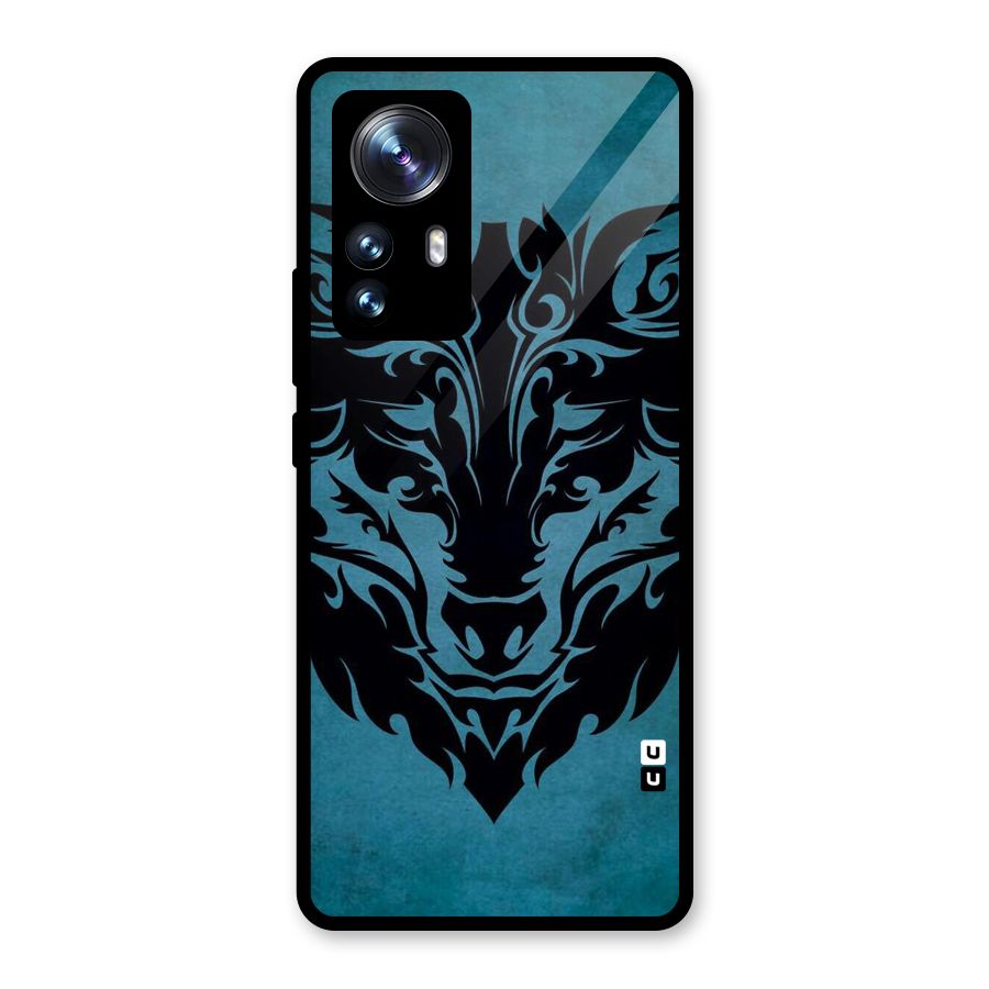 Black Artistic Wolf Glass Back Case for Xiaomi 12 Pro