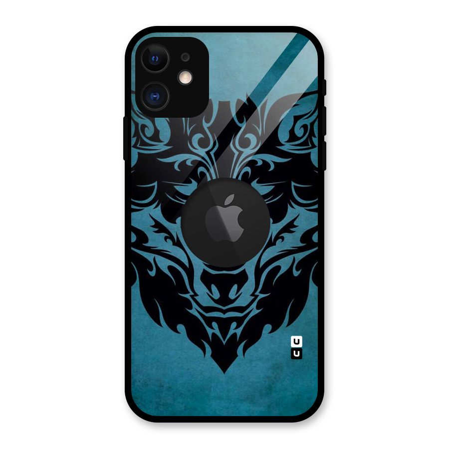 Black Artistic Wolf Glass Back Case for iPhone 11 Logo Cut
