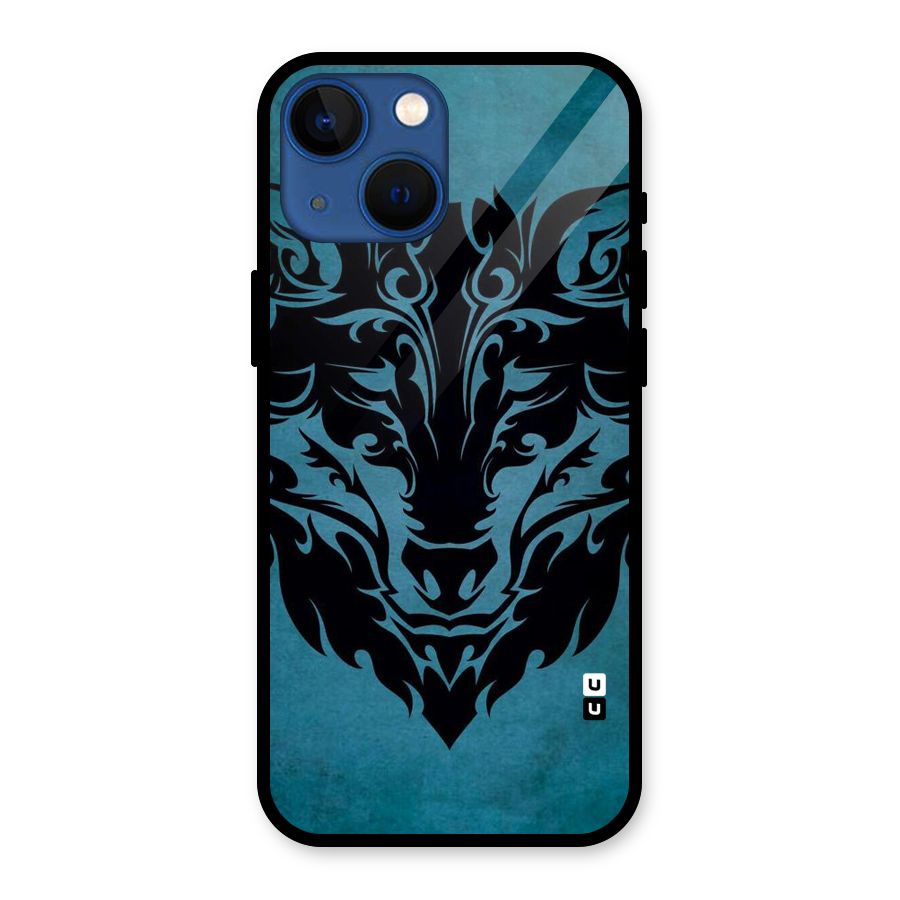 Black Artistic Wolf Glass Back Case for iPhone 13 Mini